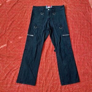 Lip Service Vintage Black Pinstripe Cargo Pants D-Ring Punk Goth Y2K Size 30